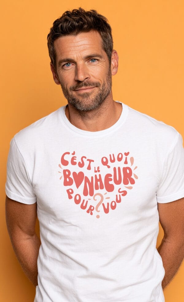 T-shirt Col Rond Homme - C'est quoi le bonheur pour vous ? – Image 2